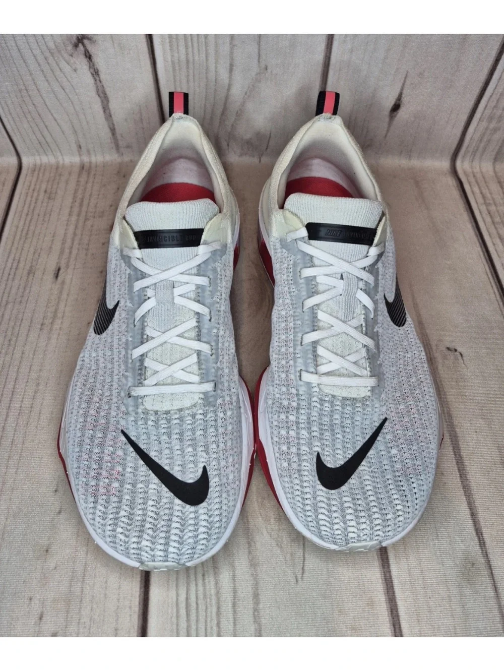 Nike ZoomX Invincible Run Flyknit 3 Men's Size 15 Shoes Cement Grey Fire Red